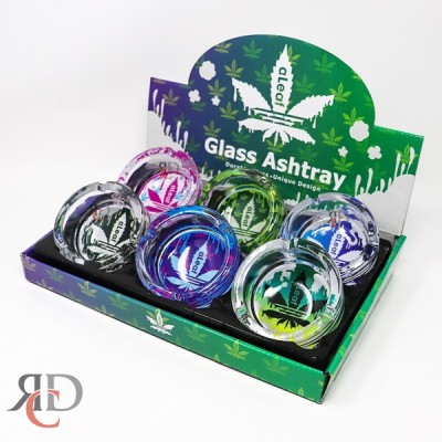 ALEAF GLASS ASHTRAY 6CT/ DISPLAY ASH06